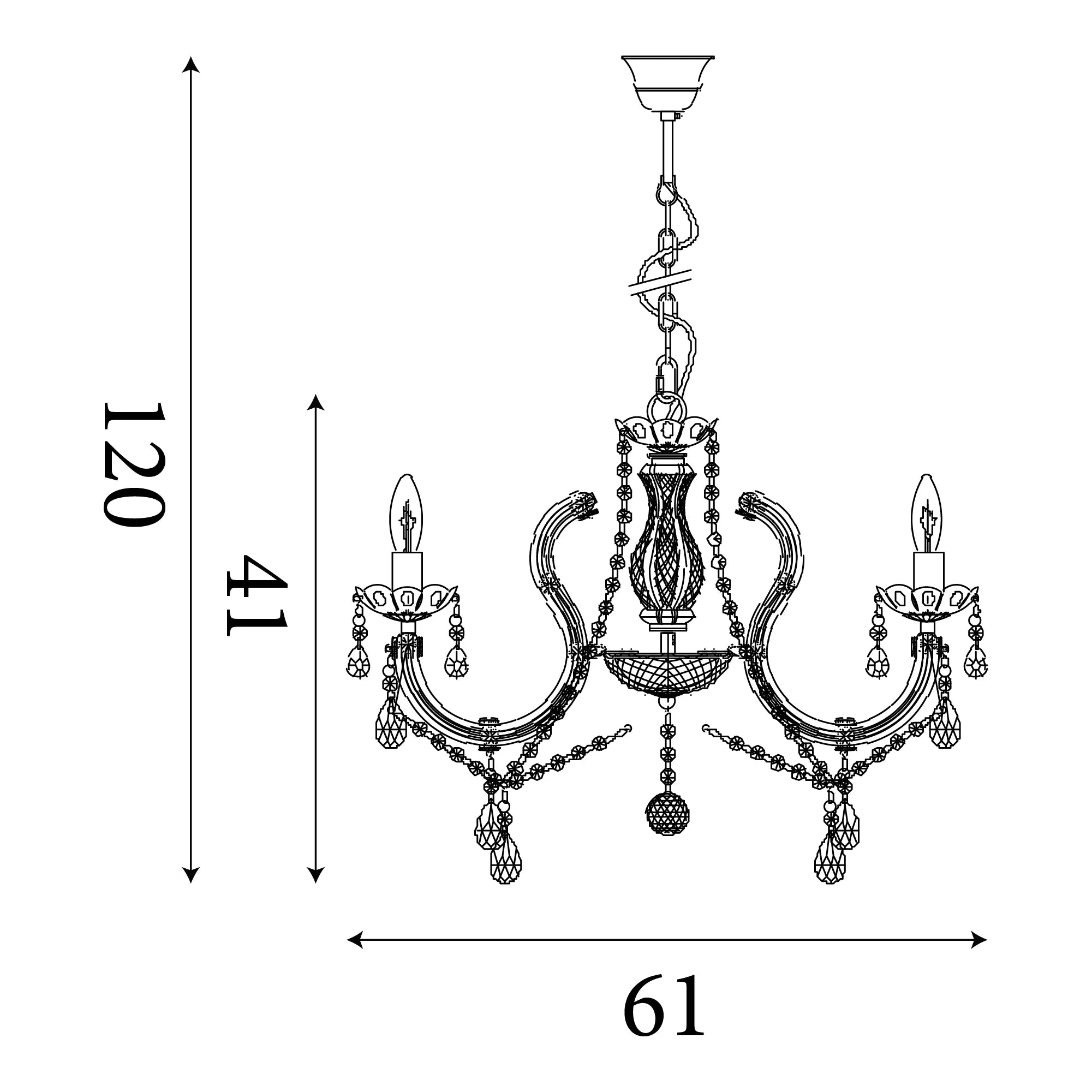 Marie Therese 8 Light Brass Acrylic & Glass Chandelier