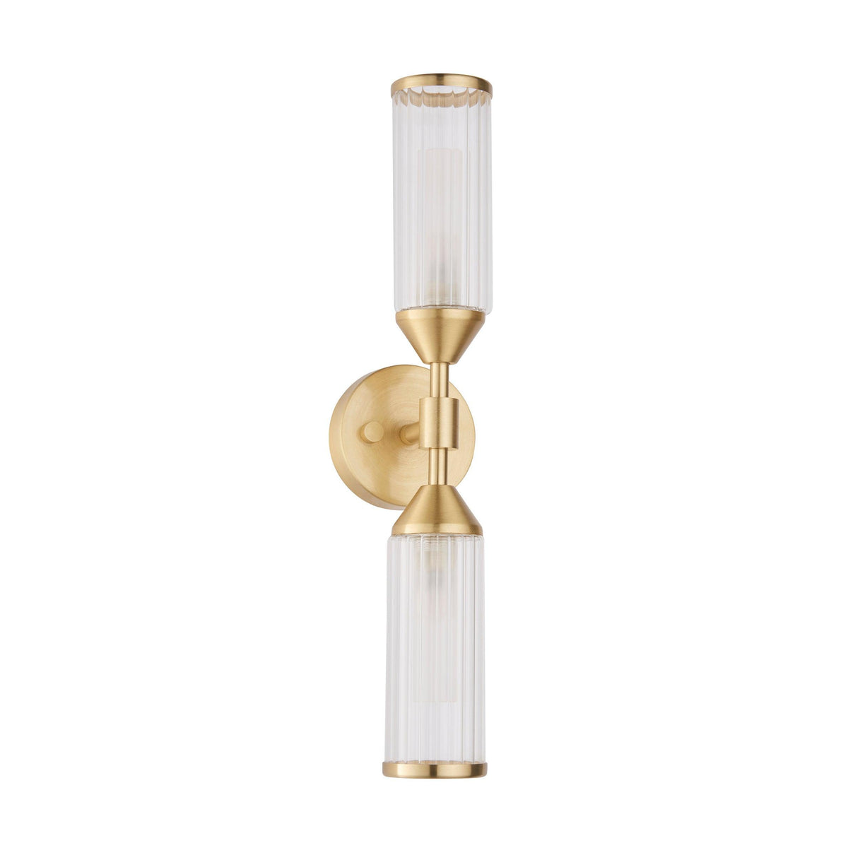 Belsize Brass Double Wall Light - Ribbed Glass Shades-OPEN-BOX-BSL-270826