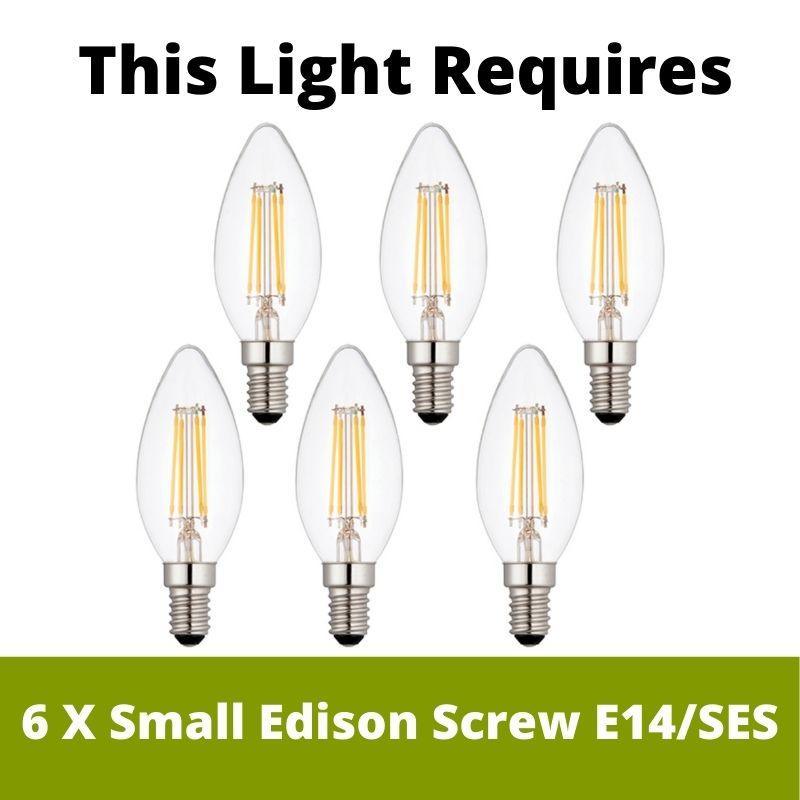Endon Highclere Brushed Chrome 6 Light Pendant - Natural Linen Shade-OPEN-BOX-50-270826