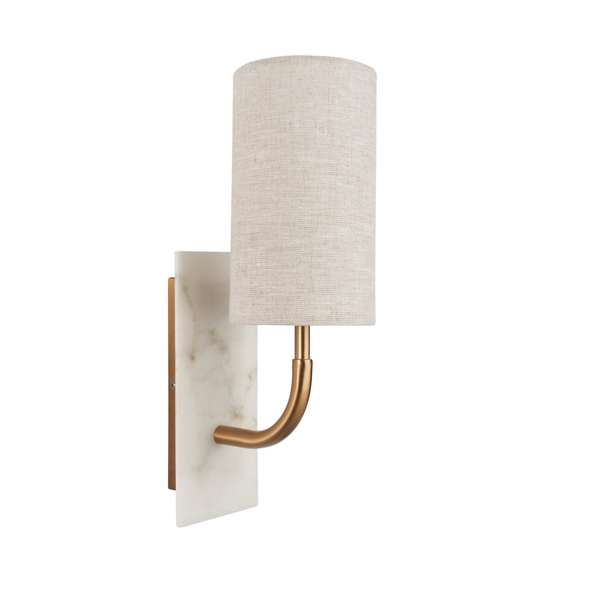 Living Lights Brass & White Marble Curved Arm Wall Light-OB-180926