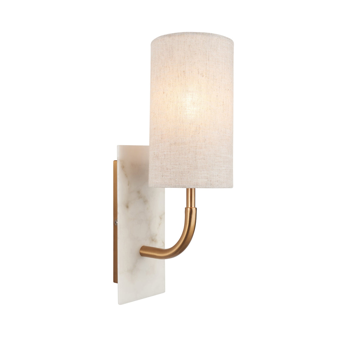 Living Lights Brass & White Marble Curved Arm Wall Light-OB-180926