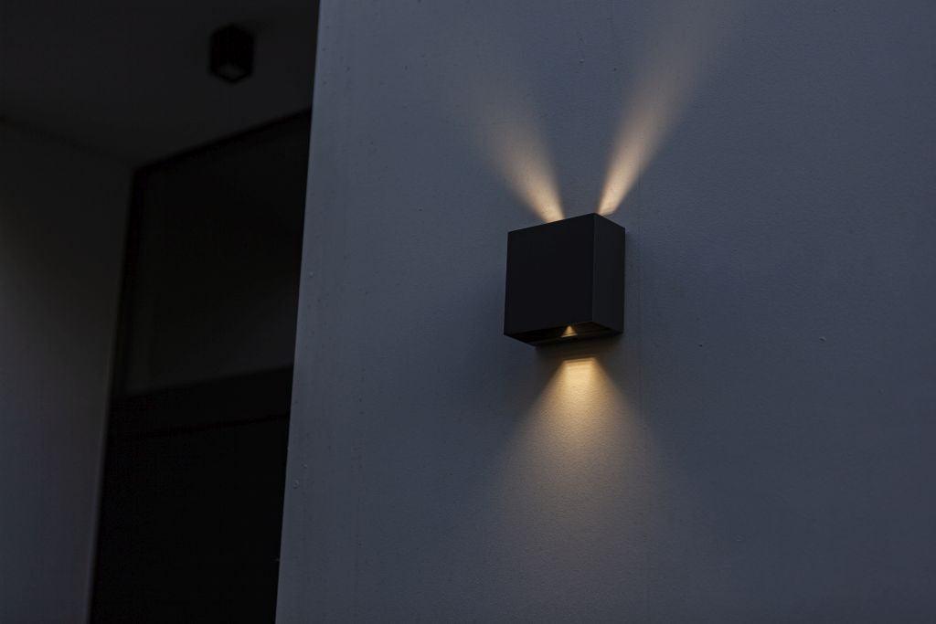 Lutec Gemini Beams Outdoor LED Wall Light In Matt Black 5104003012 detail 3