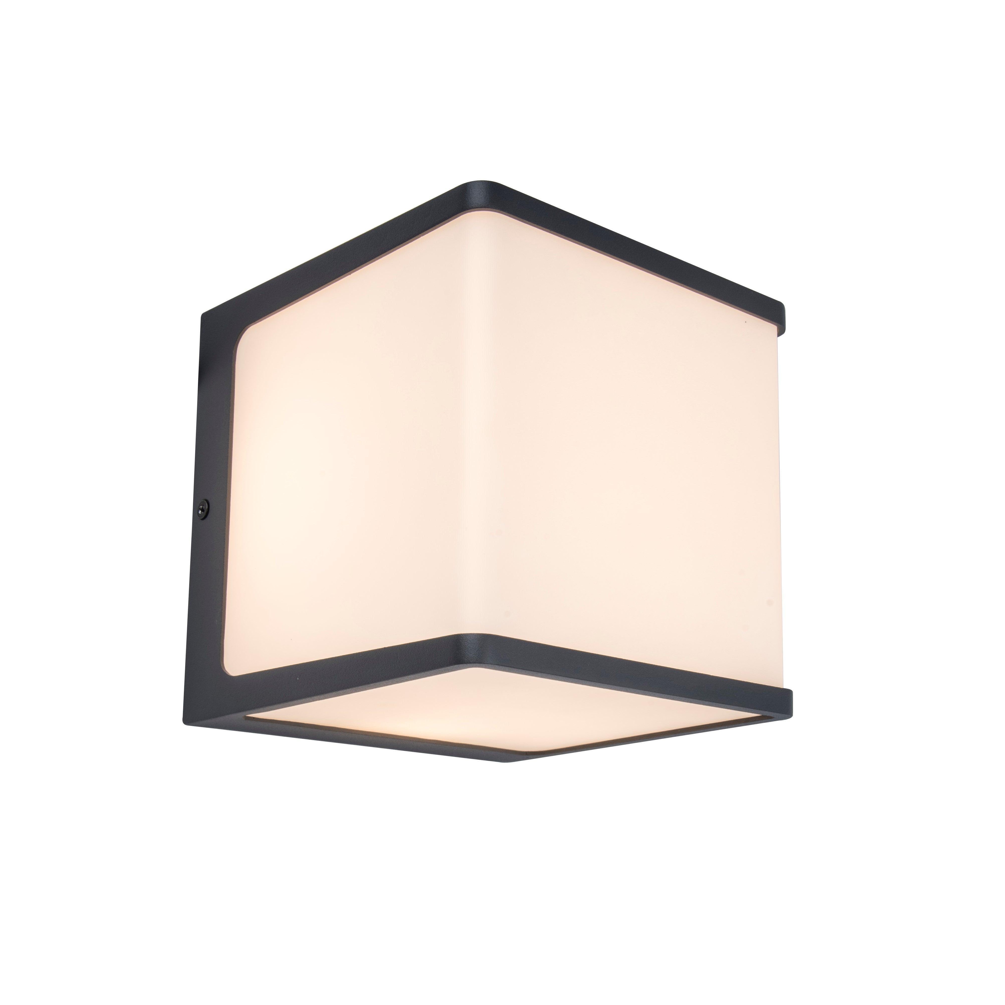 Lutec Doblo LED Cubic Outdoor Wall Light - Charcoal Grey 5105002125