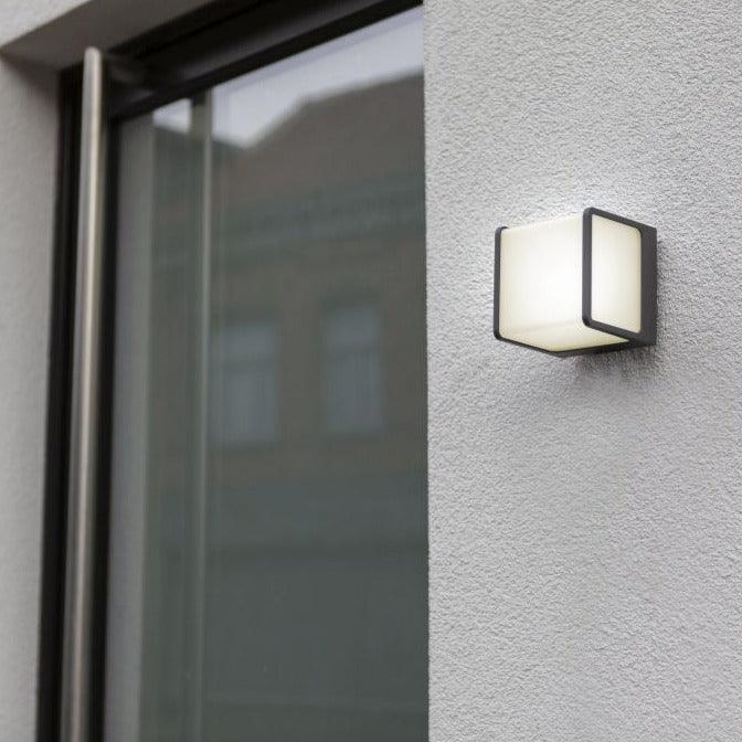 Lutec Dobblo LED Outdoor Wall Light In Charcoal Grey-WAREHOUSE-40-200326