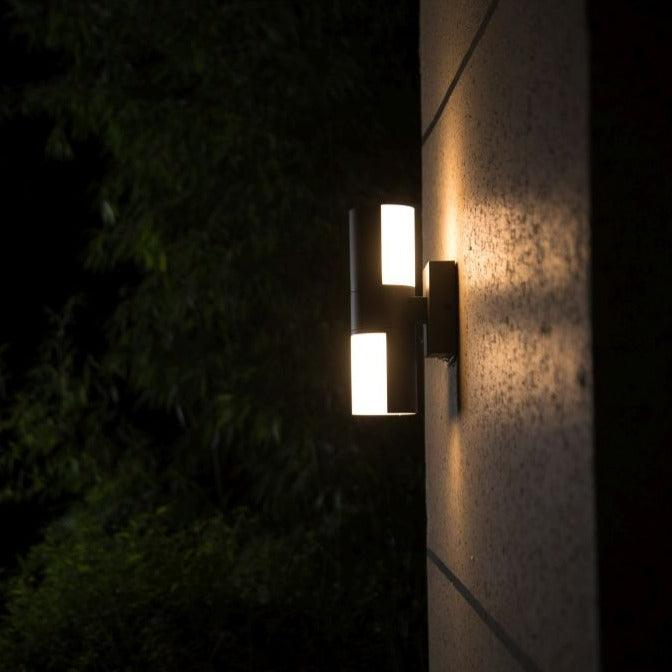 Lutec Cyra Adjustable LED Wall Light - Dark Grey 5198101118 lit up at night