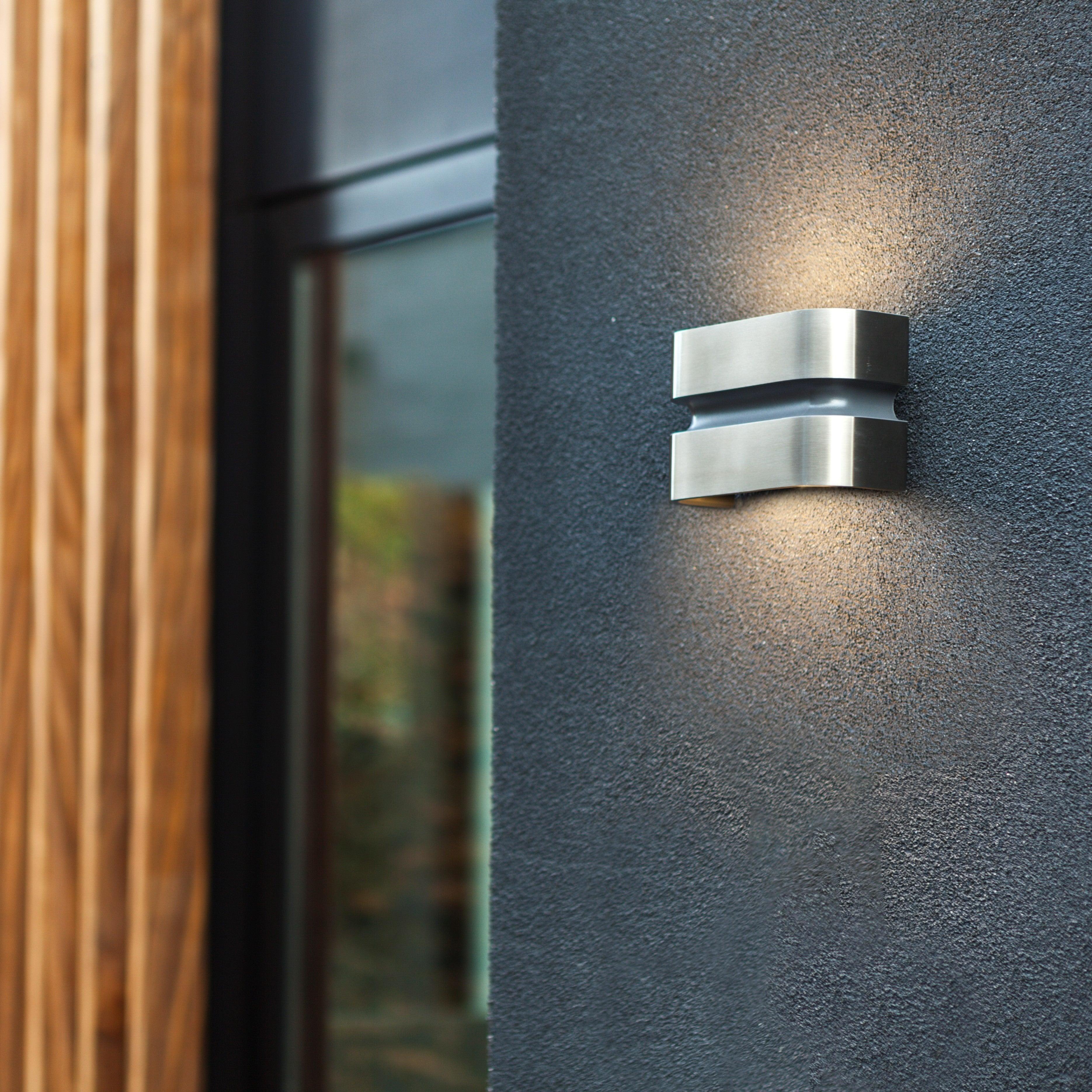 Lutec Maya Outdoor Silver LED Up & Down Wall Light In Stainless Steel-clearance