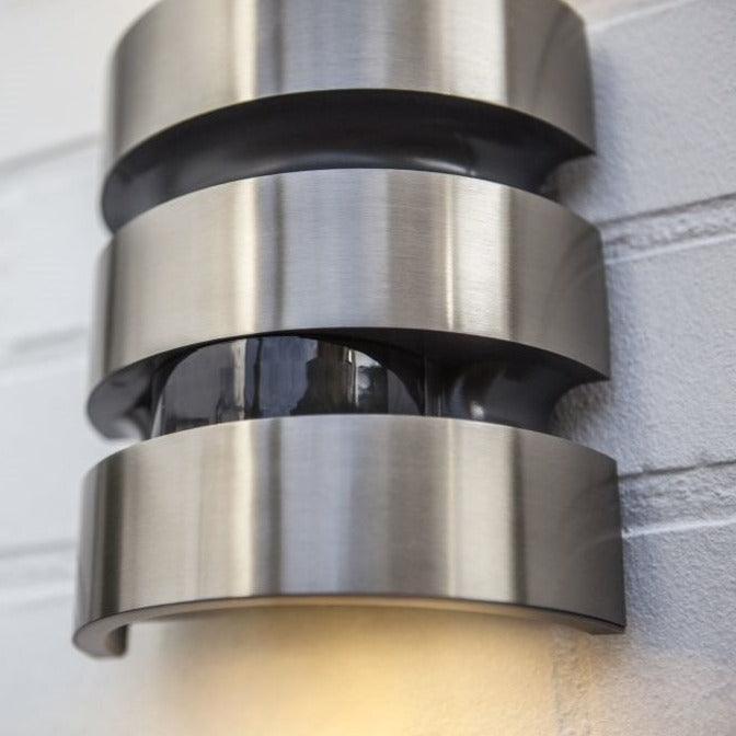 Lutec Maya Small Silver Outdoor Pir LED Wall Light In Stainless Steel - Motion Sensor 5198401001 - close-up