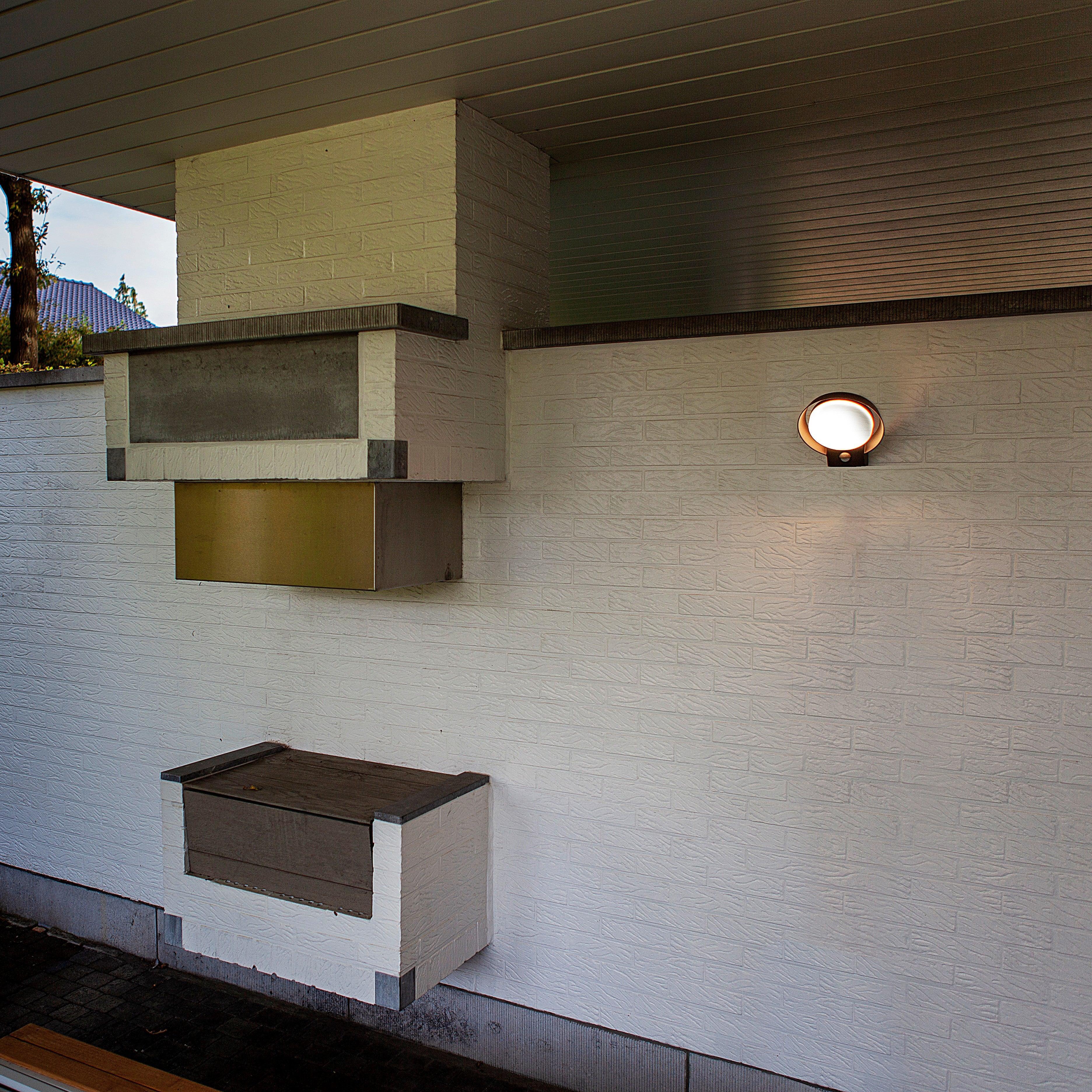 Lutec Polo Grey Outdoor LED Wall Light With PIR Sensor_Garden Wall