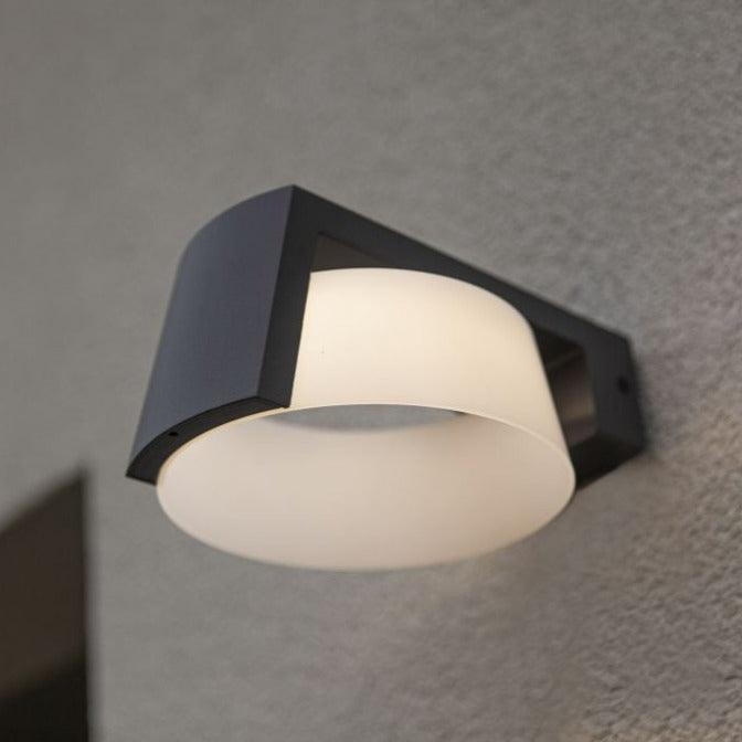 Lutec Moon Integrated LED Grey Outdoor Wall Light 5206001118 Lit detail