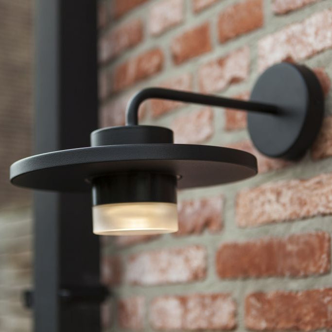 Lutec Plato LED Outdoor Wall Light – Black & Clear Glass (IP54)