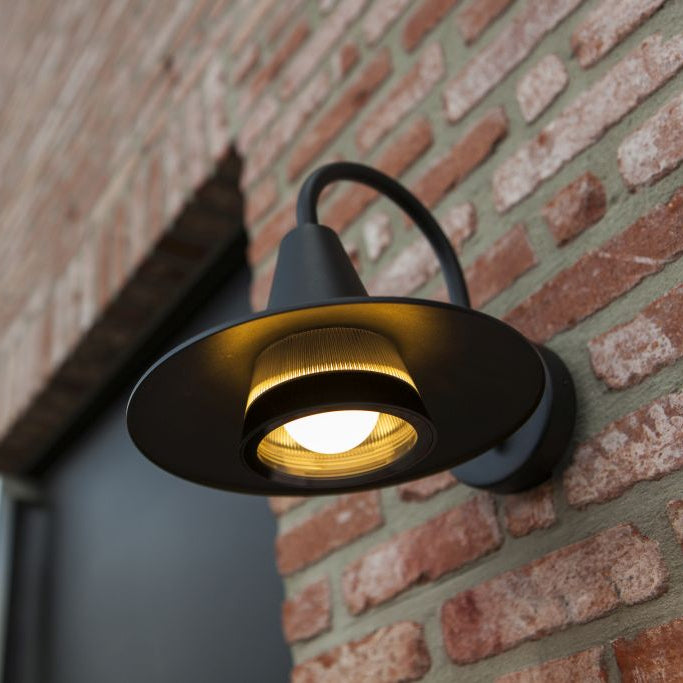 Lutec Swan Outdoor Wall Light – Matt Black (IP54) — close-up detail