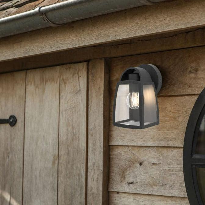 Lutec Kelsey IP44 Outdoor Wall Light In Black With Clear Glass 5273702012