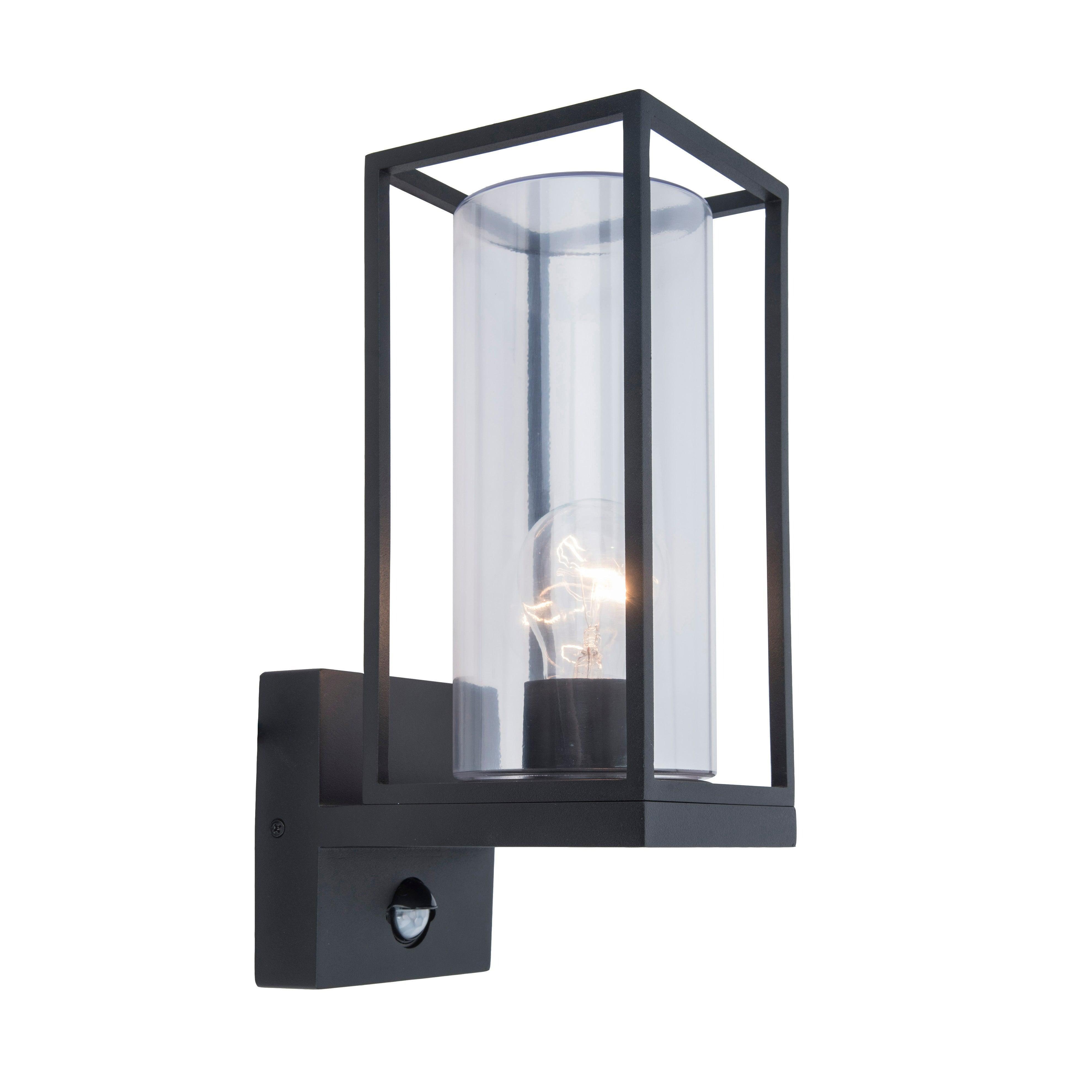 Lutec Flair PIR Outdoor Wall Light In Matt Black-WAREHOUSE-40-200326
