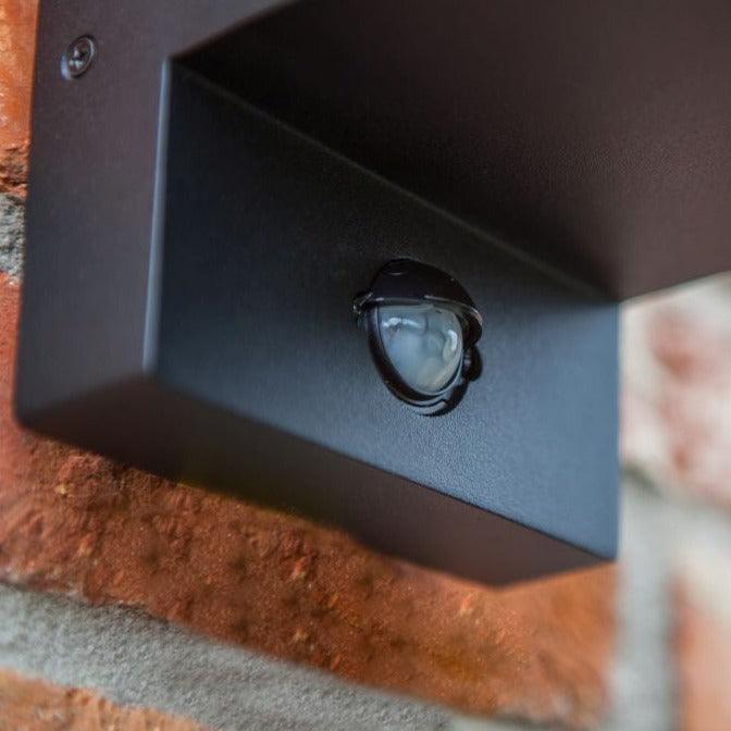 Lutec Flair PIR Outdoor Wall Light In Matt Black 5288802012 - PIR close up image