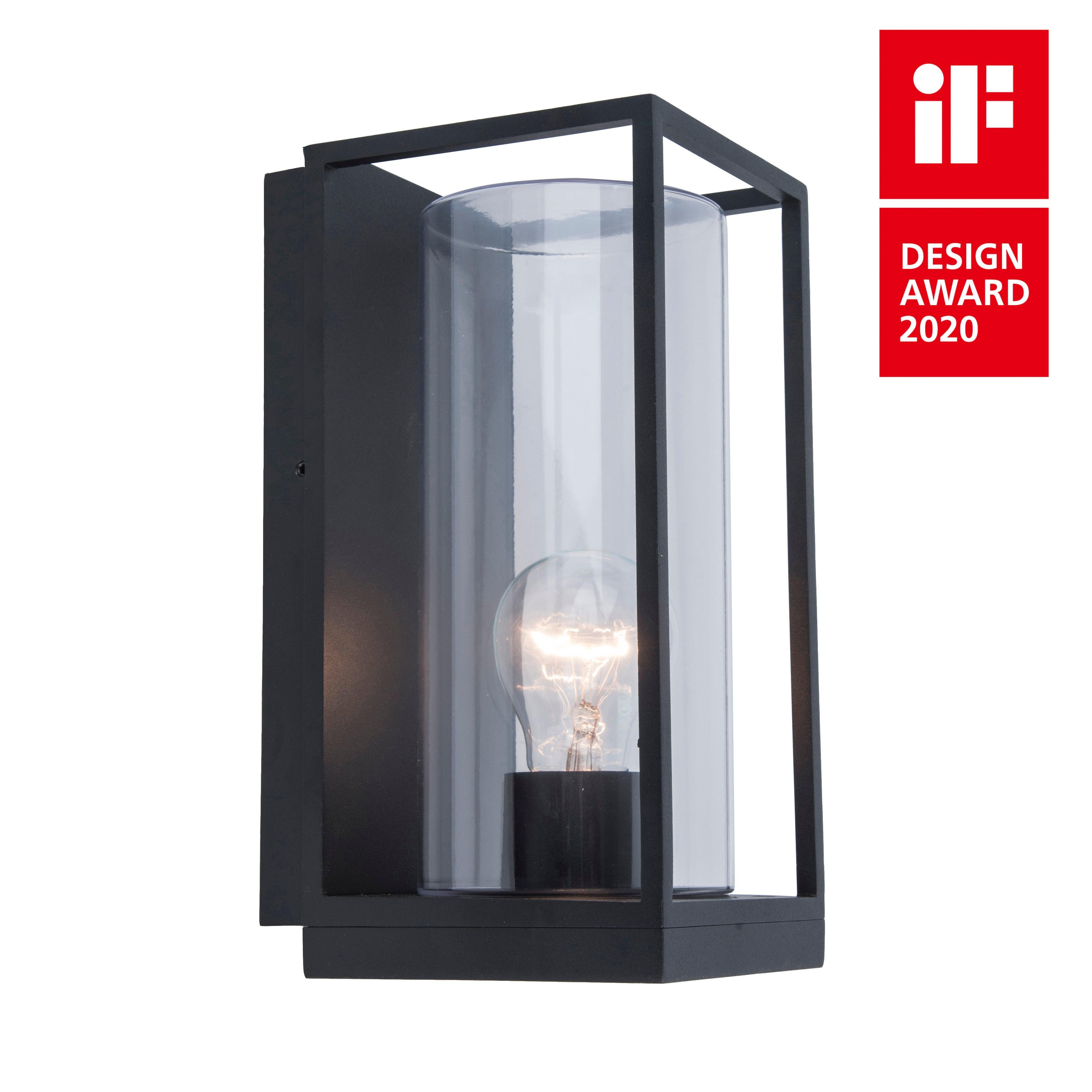 Lutec Flair Outdoor Lantern Wall Light In Matt Black 5288803012