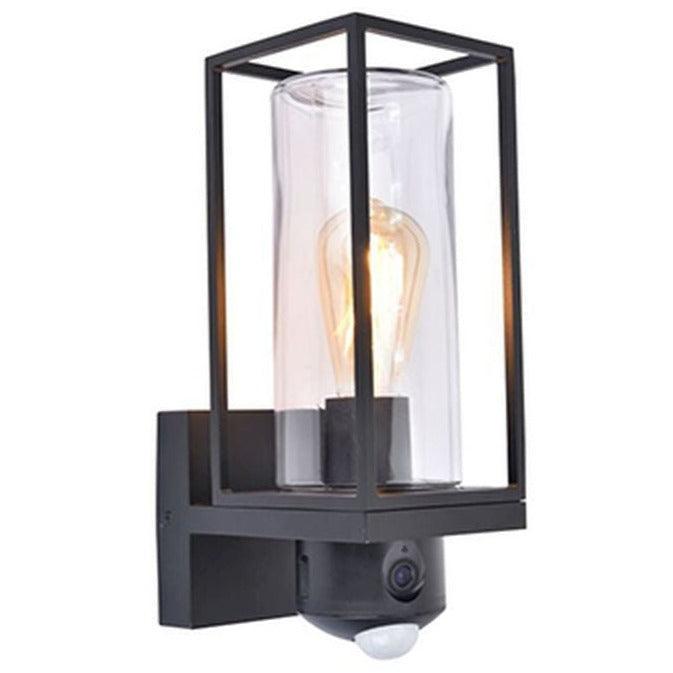 Lutec Flair Outdoor Wall Light With Camera & PIR - Black 5288811012