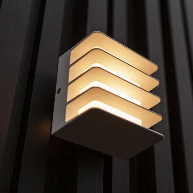 Lutec Gridy LED Outdoor Wall Light In Matt White 5289401469 close-up