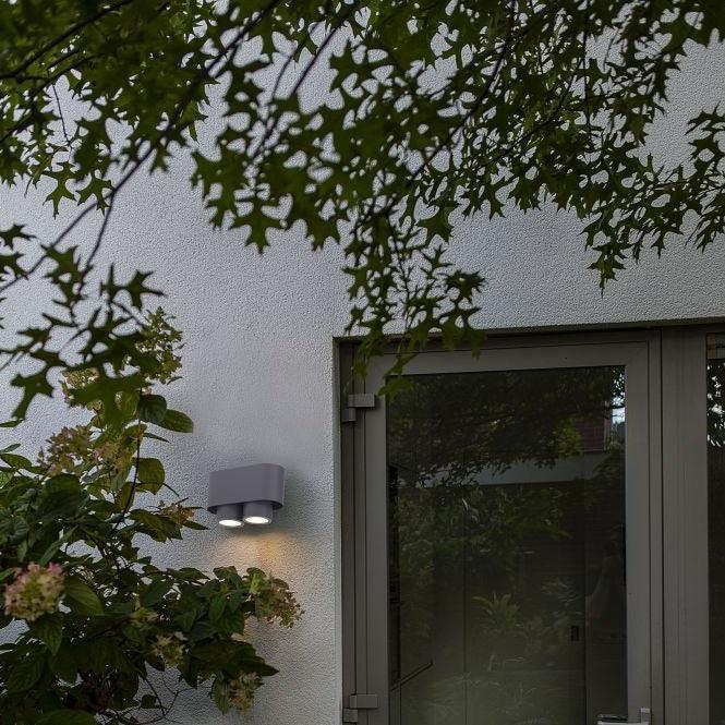 Lutec Cypres Outdoor Down Twin Wall Light - Grey 6604003118