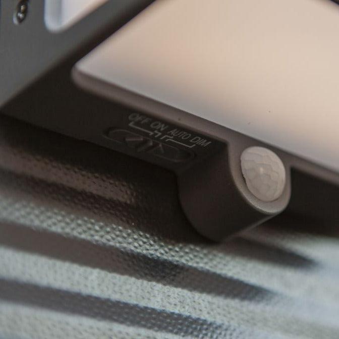 Lutec Doblo Solar Grey Outdoor LED Wall Light - PIR Sensor 6943701125 - PIR & switch close up