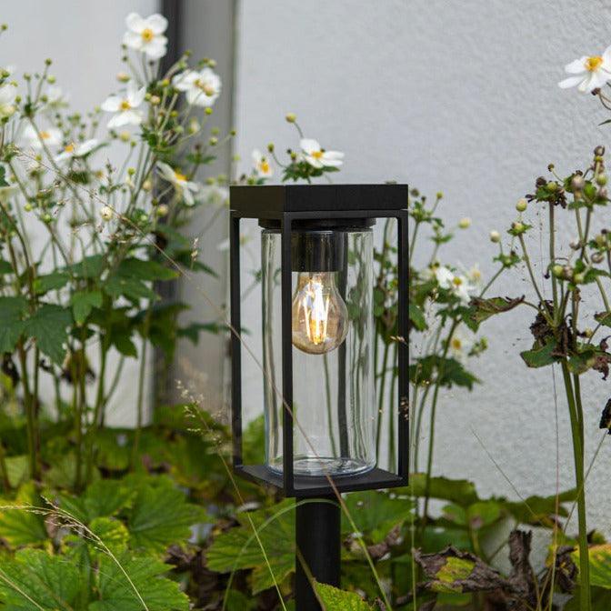 Lutec Flair Solar Outdoor Bollard Light - Matt Black 6988802012