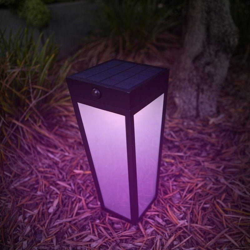 Lutec Dias Solar Integrated LED Black Bollard - With Spike 6996601012 Purple Light