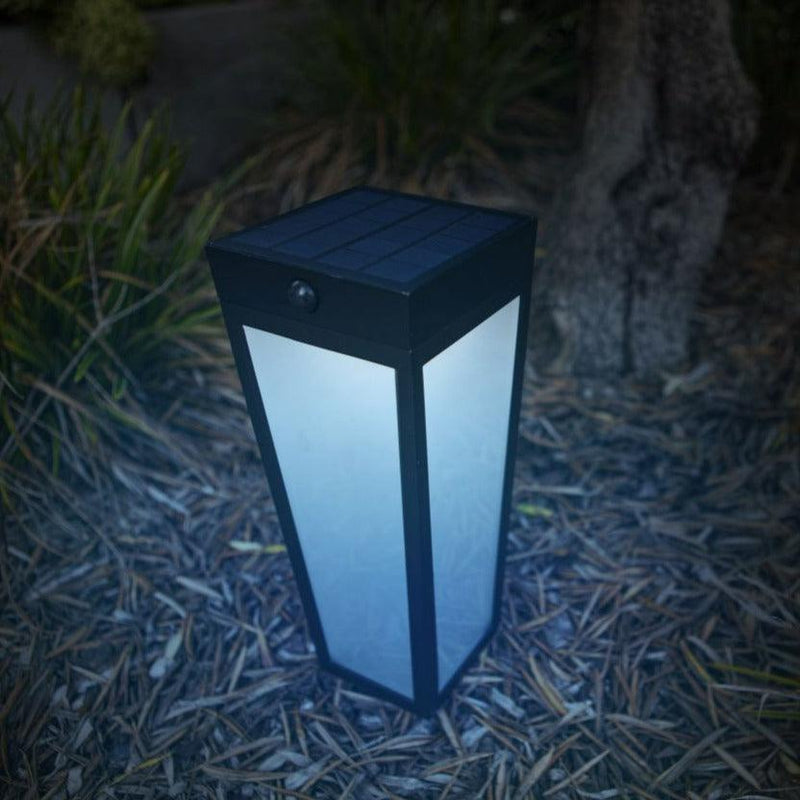 Lutec Dias Solar Integrated LED Black Bollard - With Spike 6996601012 Blue Light