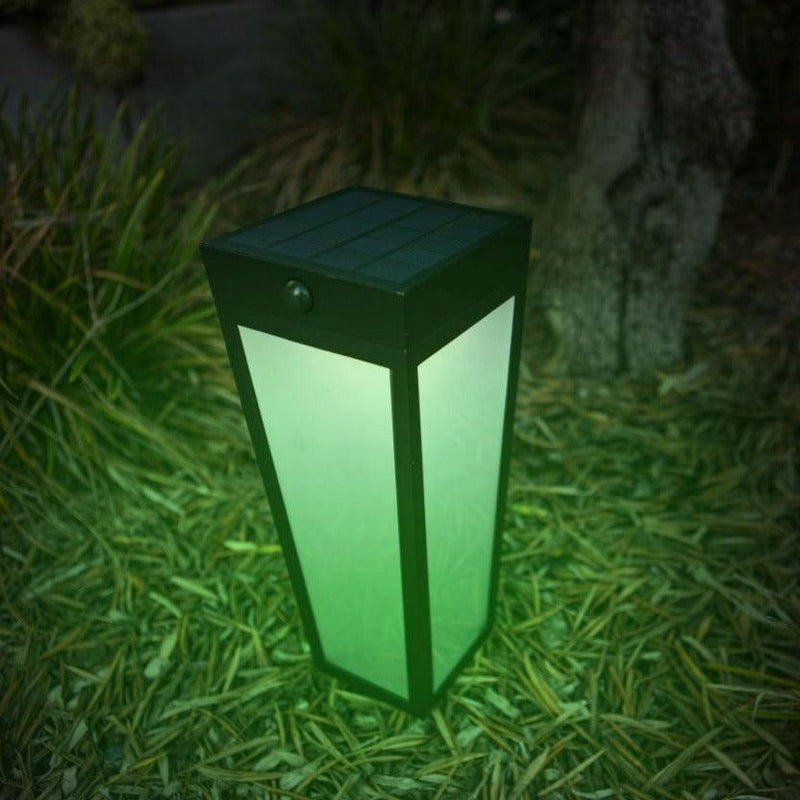 Lutec Dias Solar Integrated LED Black Bollard - With Spike 6996601012 Green Light
