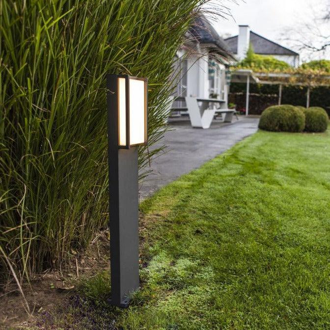 Lutec Qubo LED Outdoor Bollard Light In Dark Grey 7193001118