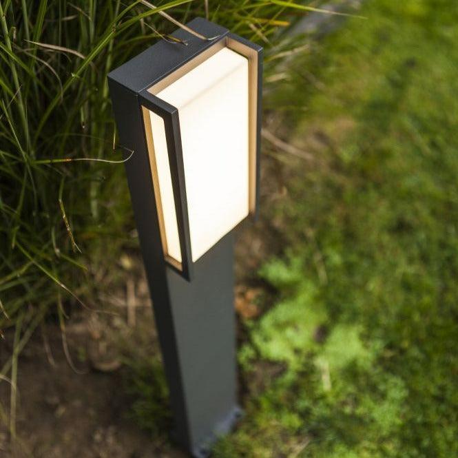 Lutec Qubo LED Outdoor Bollard Light In Dark Grey 7193001118