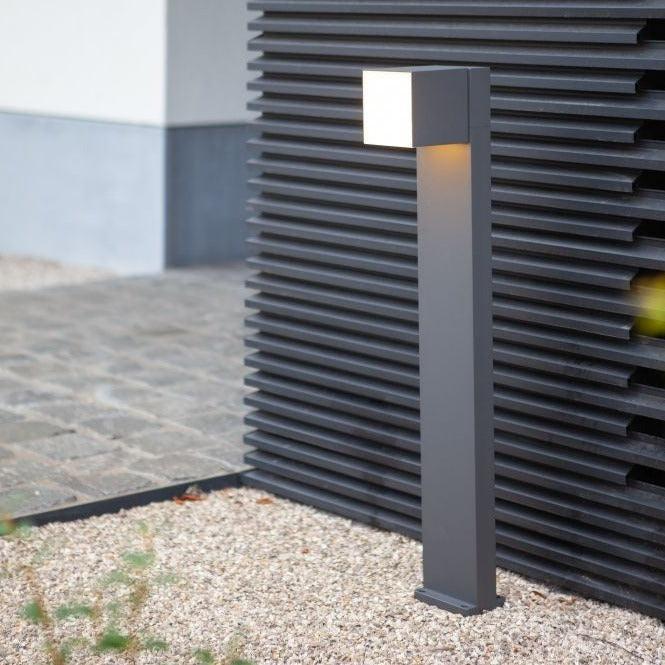 Lutec Cuba LED Grey Outdoor Bollard Light - Adjustable Head 7193802118