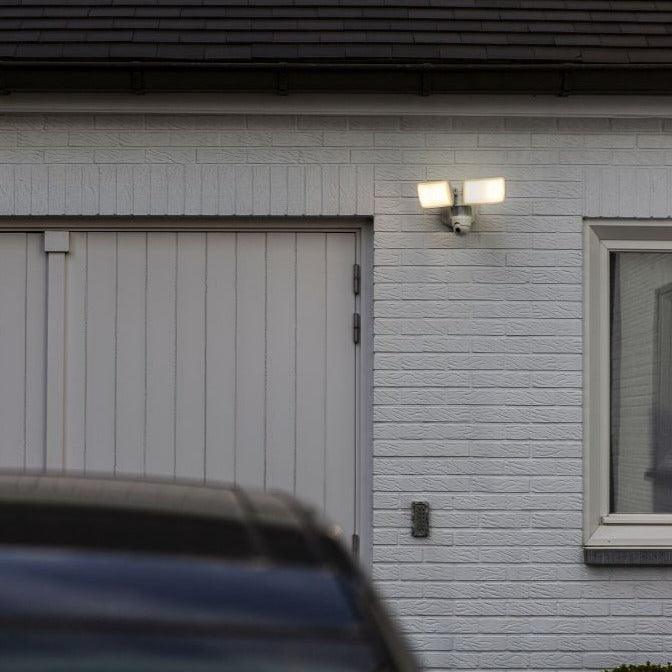 Lutec Libra Outdoor LED Wall Light With Camera & Motion Sensor - White 7632406053 lighting a driveway