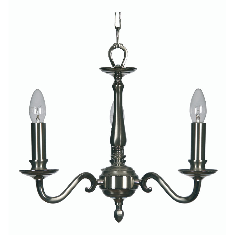 Aylesbury Nickel 3 Light Chandelier Oaks Lighting