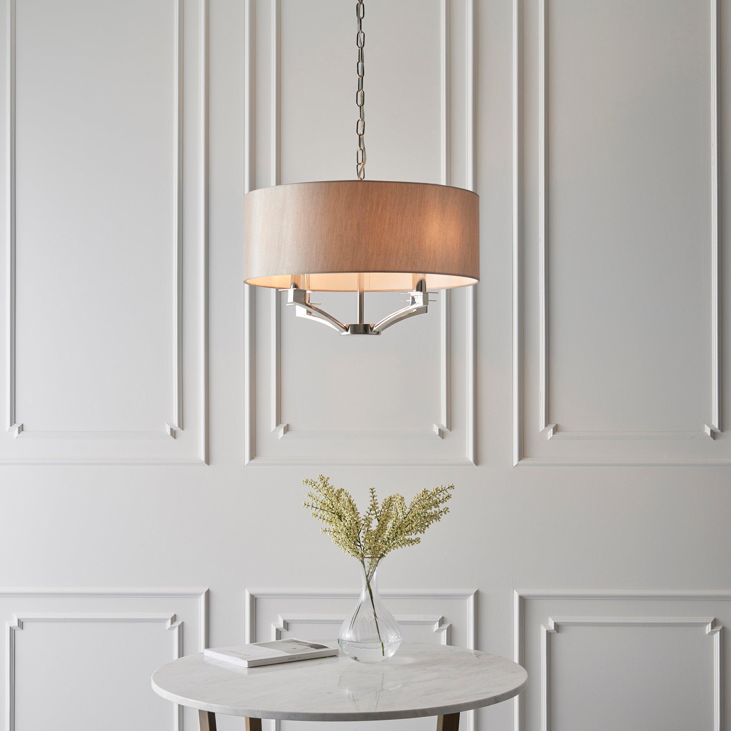 Vienna Polished Nickel 4 Light Ceiling Pendant Ceiling-Ceiling Pendant Lights-Interiors 1900-2-Tiffany Lighting Direct