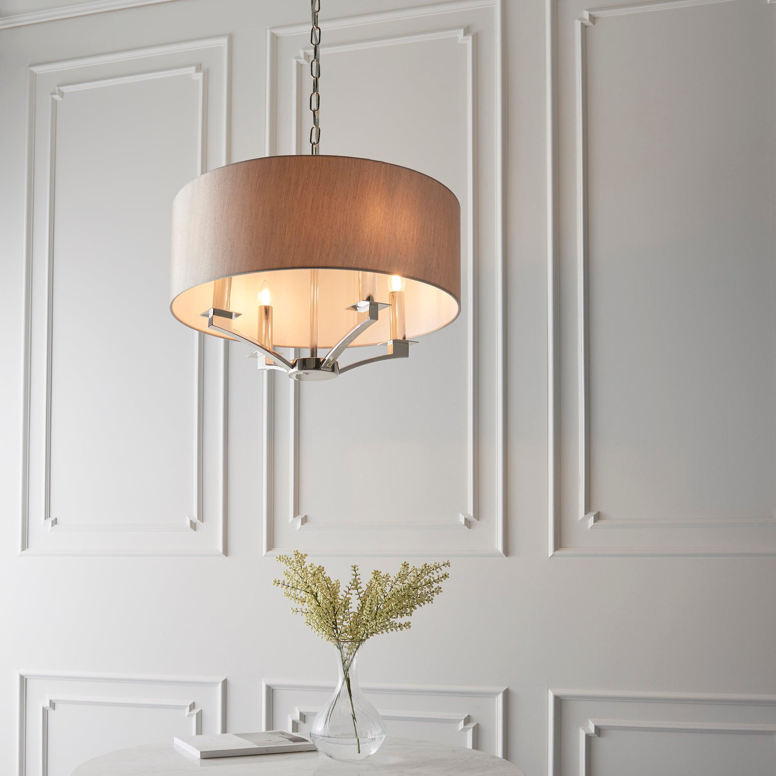 Vienna Polished Nickel 4 Light Ceiling Pendant Ceiling-Ceiling Pendant Lights-Interiors 1900-7-Tiffany Lighting Direct