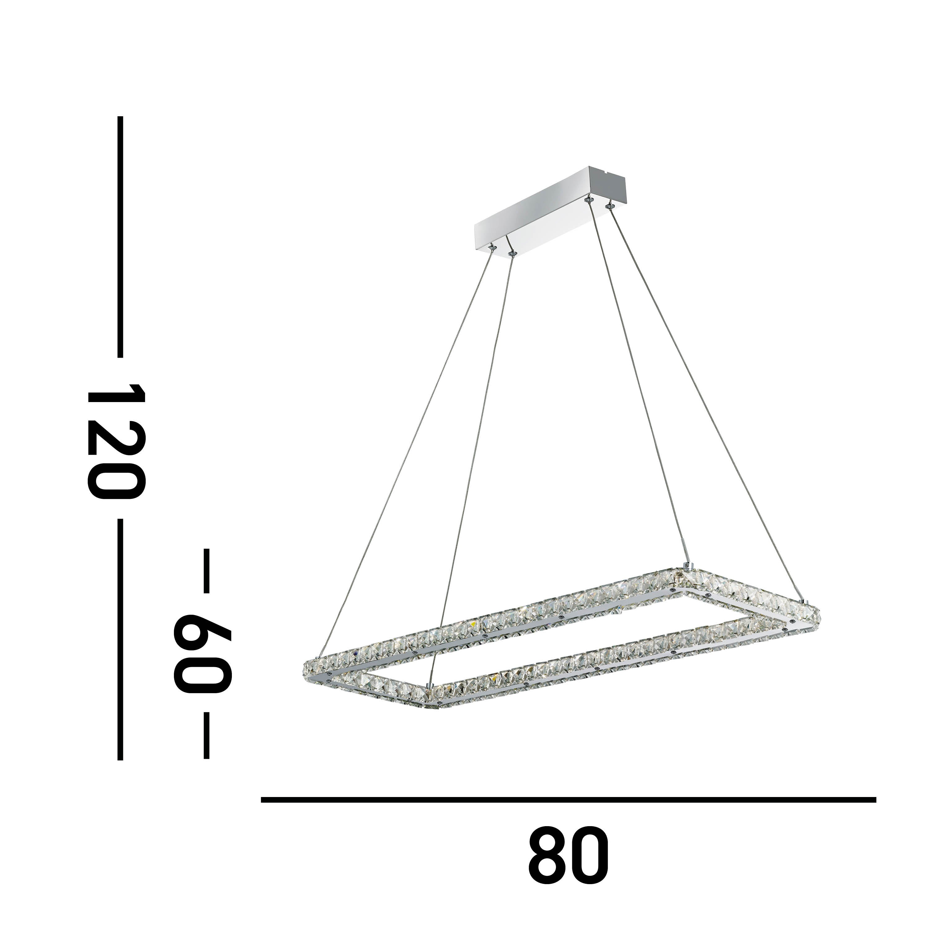 Searchlight Clover LED Rectangular Chrome & Glass Pendant