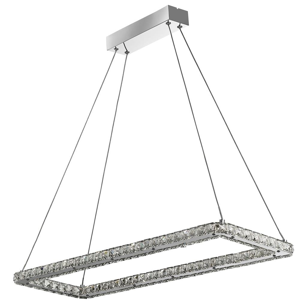 Searchlight Clover LED Rectangular Chrome & Glass Pendant