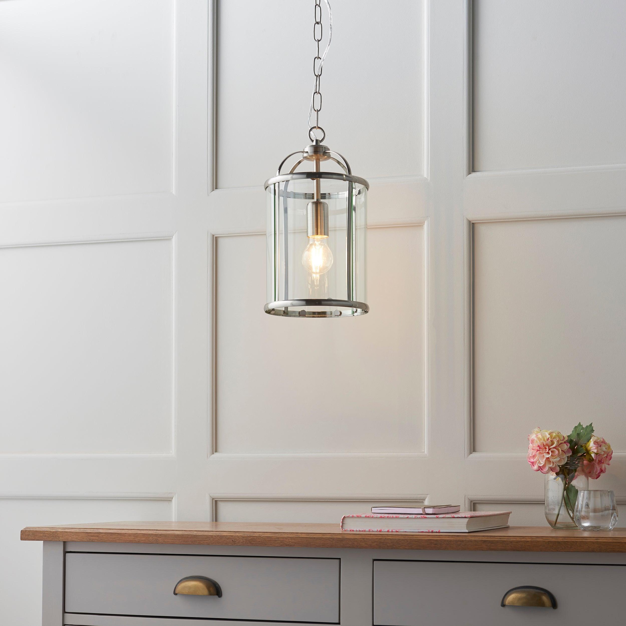 Endon Lambeth chrome Ceiling Lantern 1 Light 70323 - Above Liveing Room Sideboard