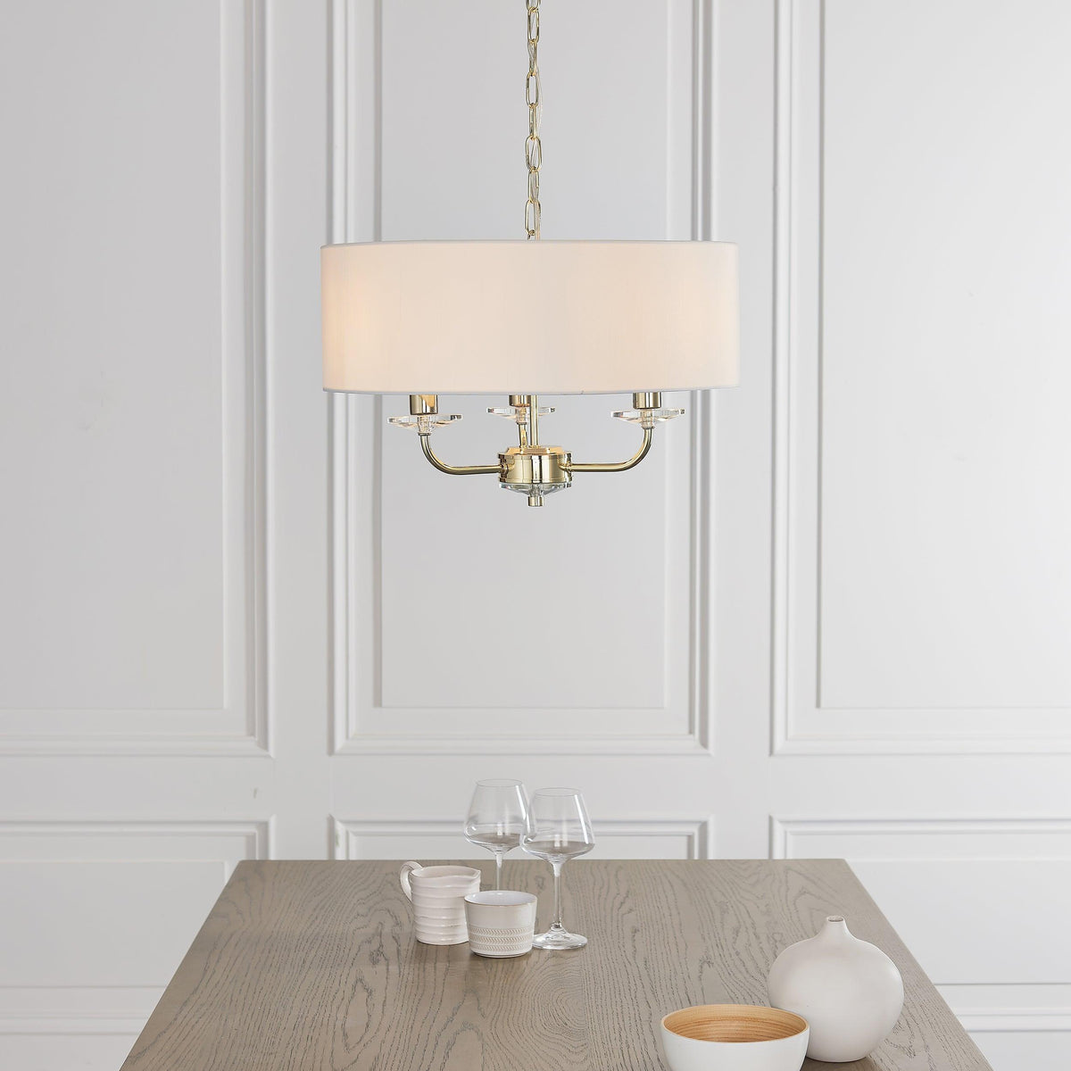 Endon Nixon 3 Light Brass & Glass Ceiling Pendant With Shade-warehouse-180926