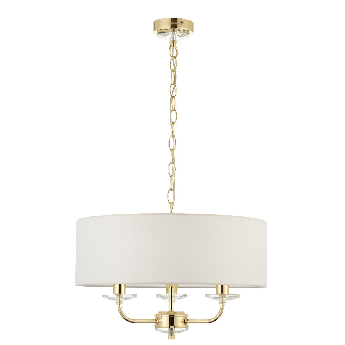 Endon Nixon 3 Light Brass & Glass Ceiling Pendant With Shade-warehouse-180926