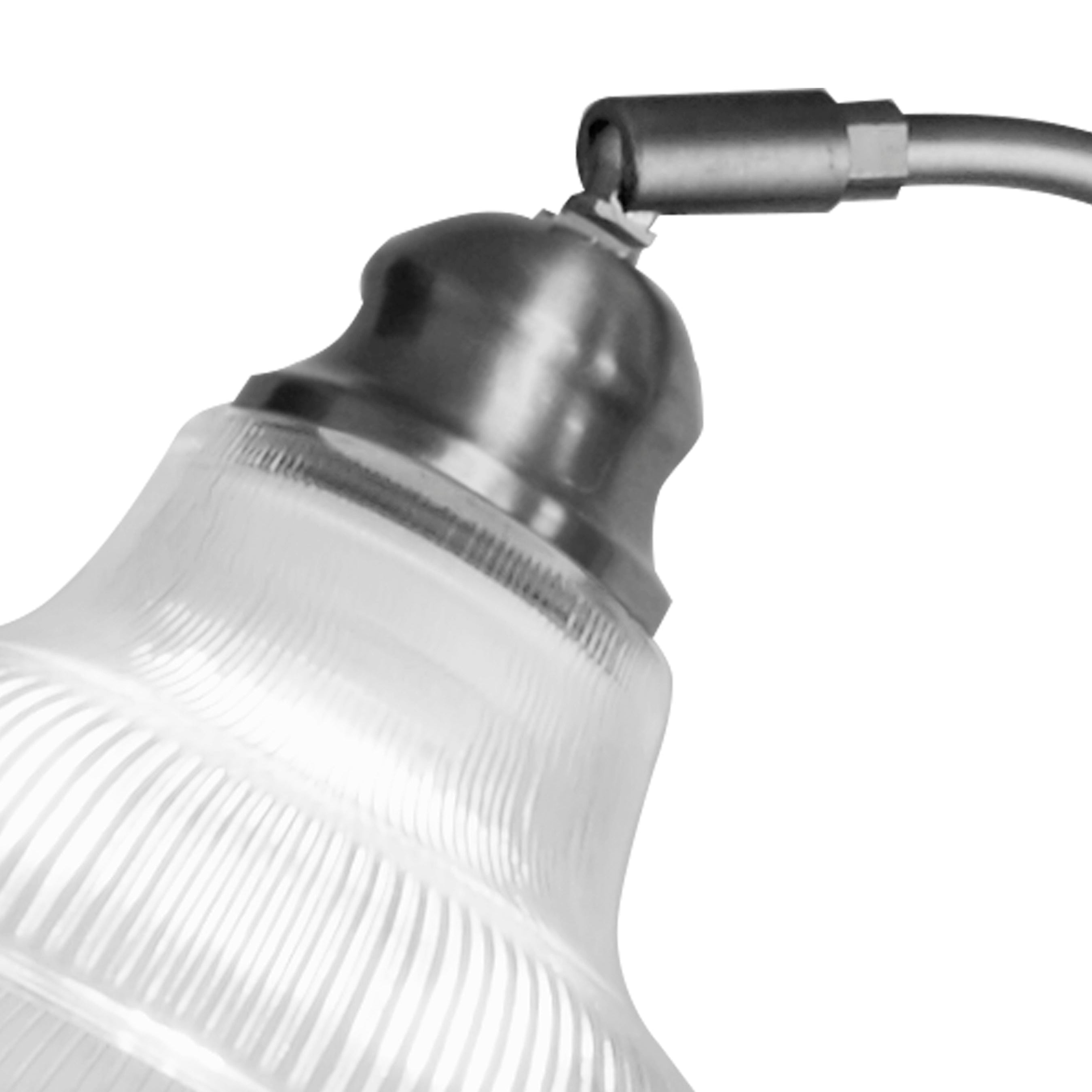 Searchlight Bistro III Silver Table Lamp - Holphane Glass Shage — additional angle