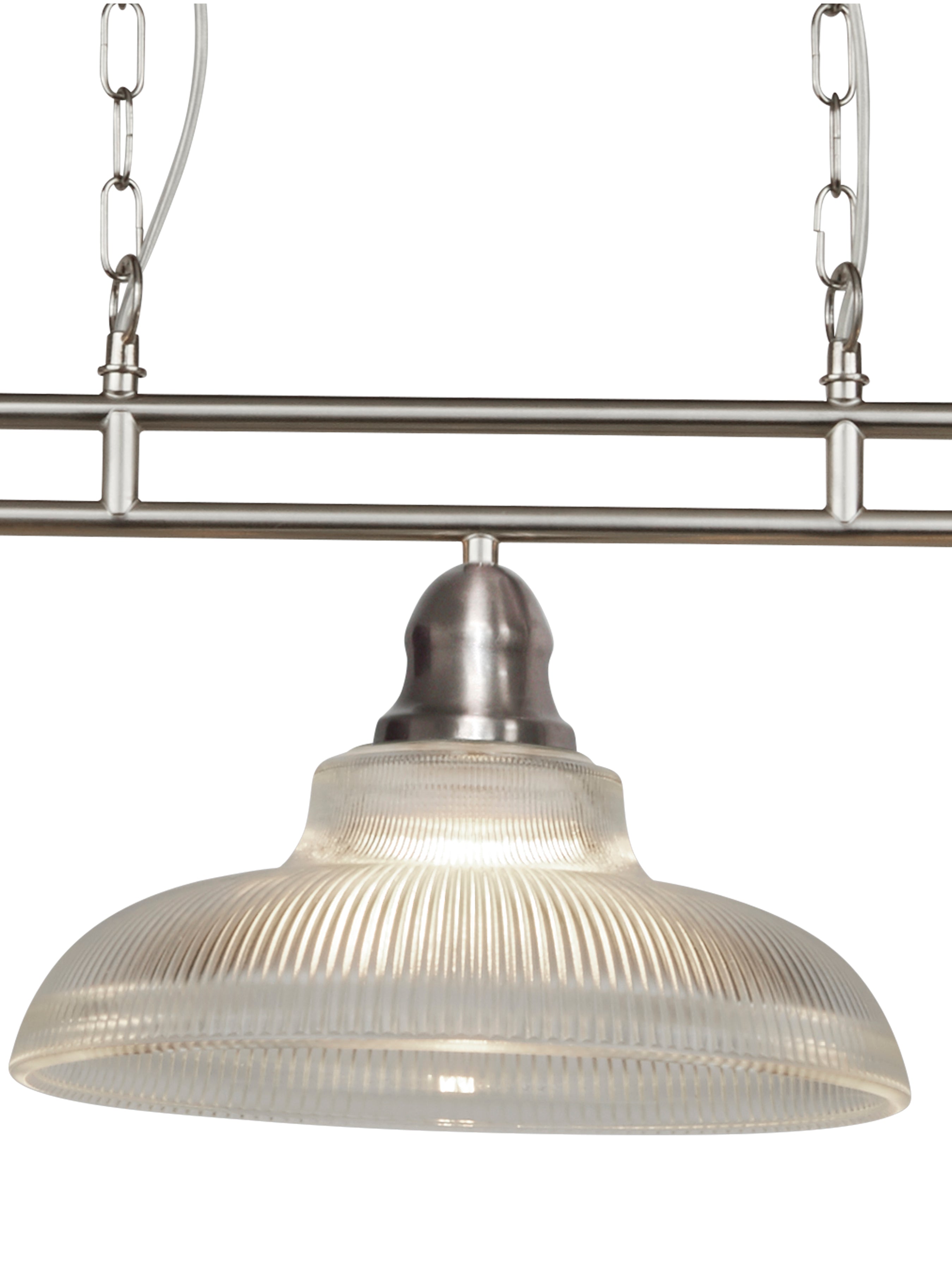Searchlight Bistro III 3 Light Silver Bar Pendant - Holothane Glass Shades-OPEN-BOX