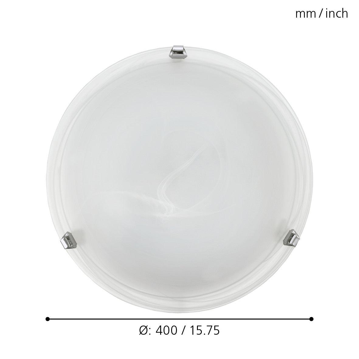 eglo salome white alabaster glass flush ceiling light living room close up
