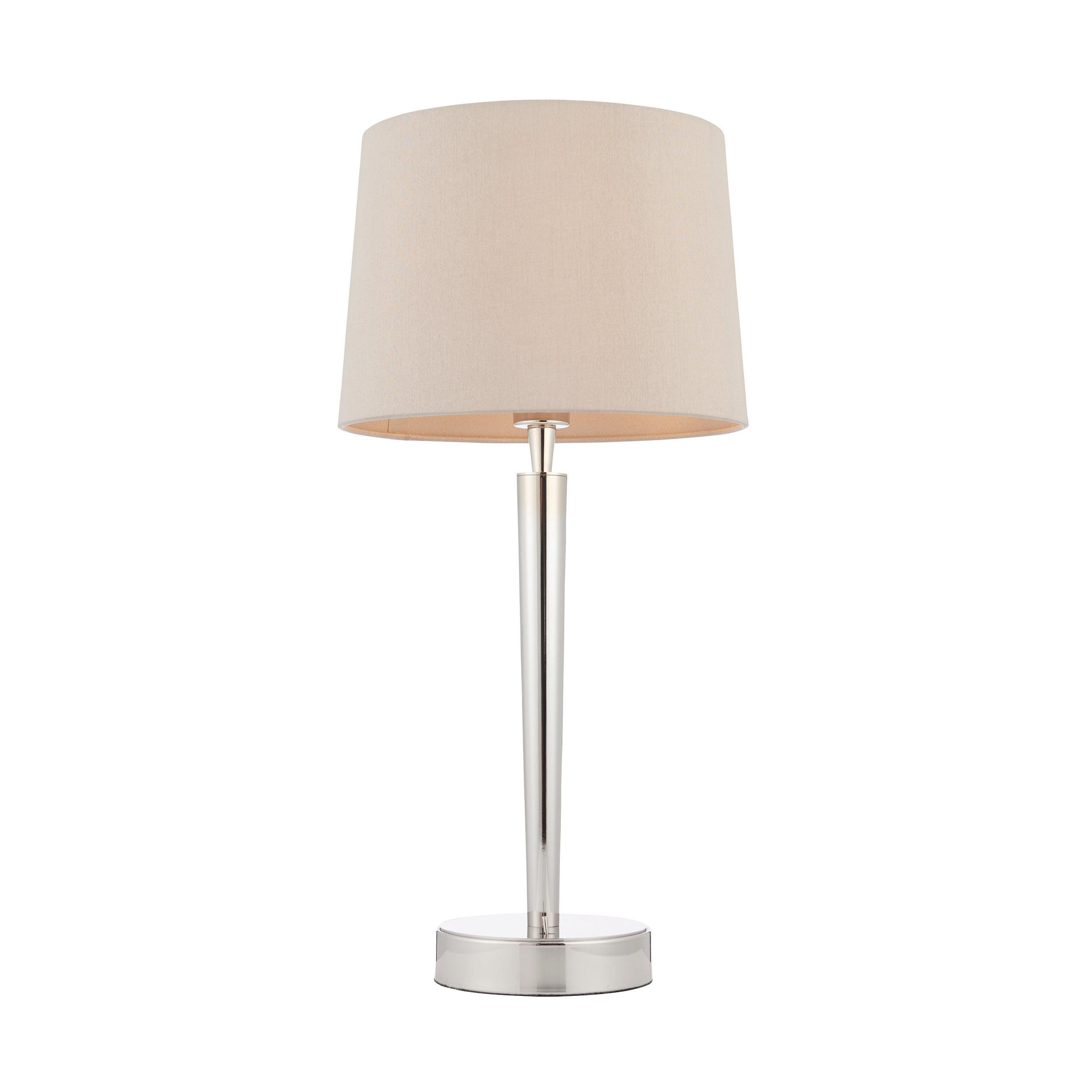 Endon Syon 1 Light Nickel Table Lamp With Mink Shade 72175
