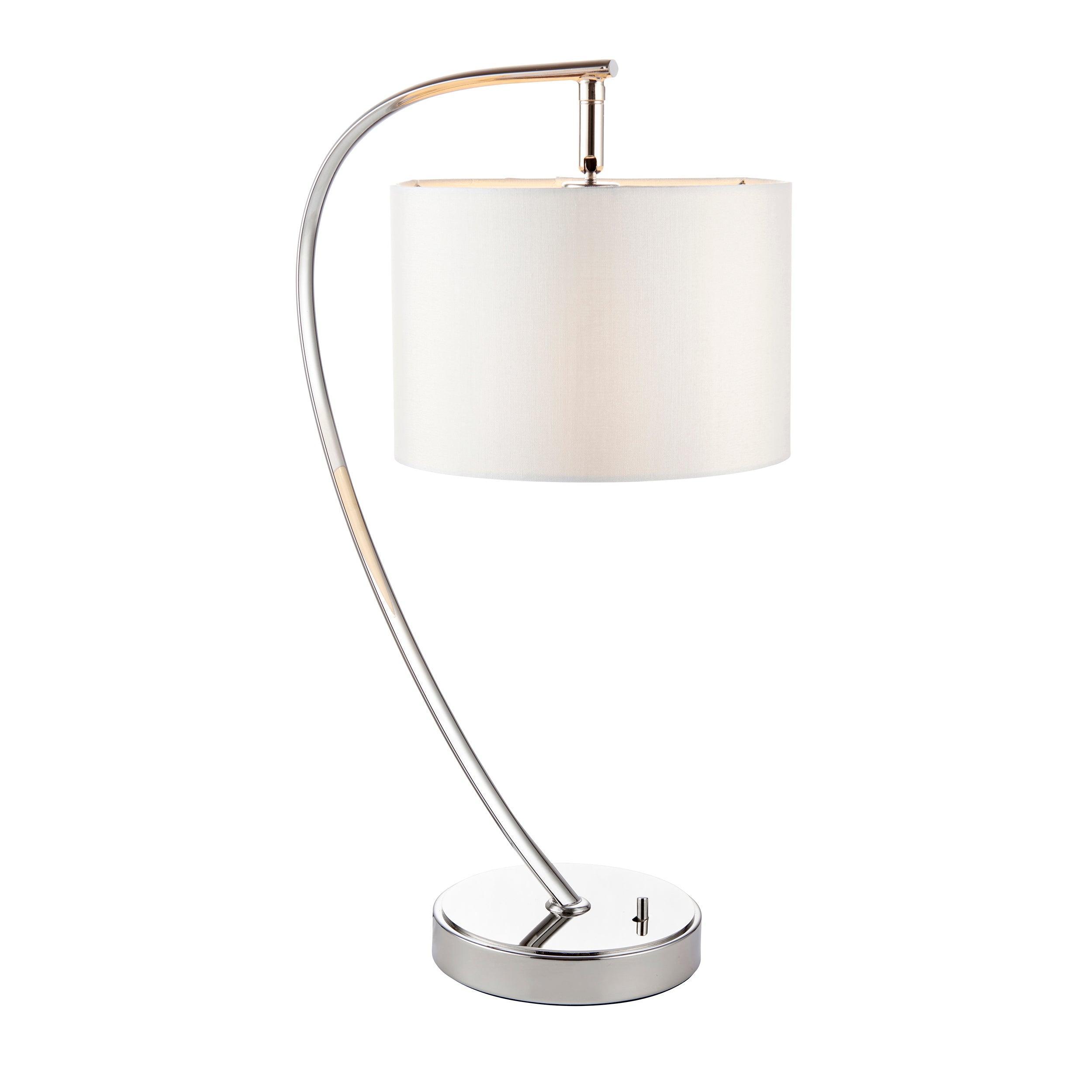 Endon Josephine 1 Light Nickel Table Lamp - White Shade 72389