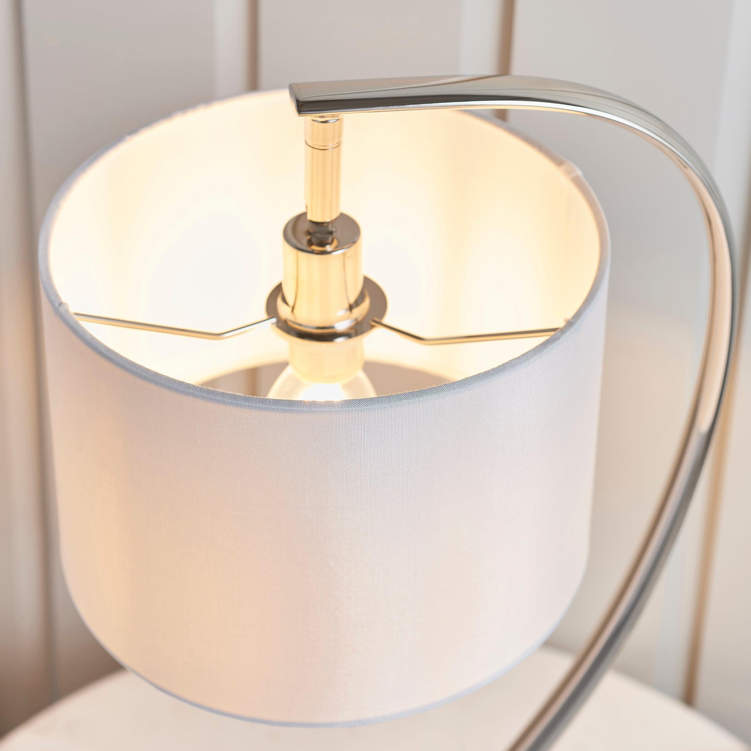 Endon Josephine 1 Light Nickel Table Lamp - White Shade 72389 - Shade Detail