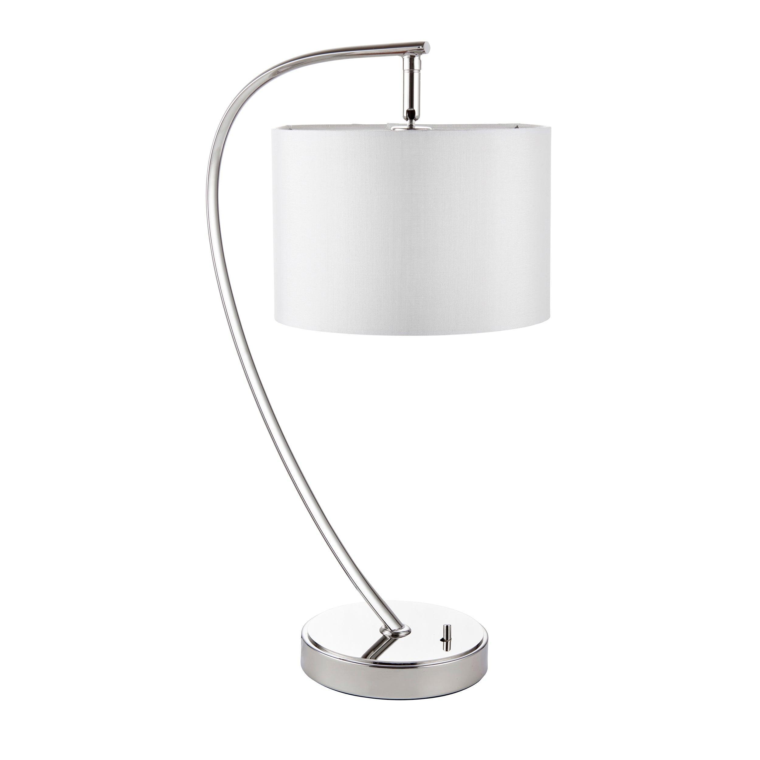 Endon Josephine 1 Light Nickel Table Lamp - White Shade 72389 - Unlit