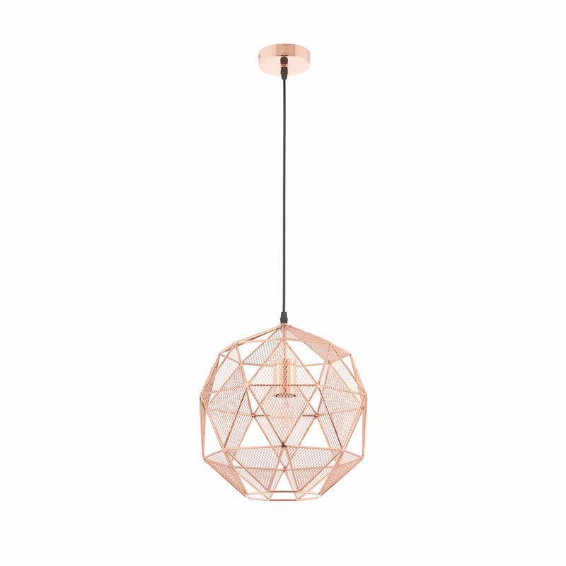 Endon Armour Copper 1 Light Pendant-warehouse-180926