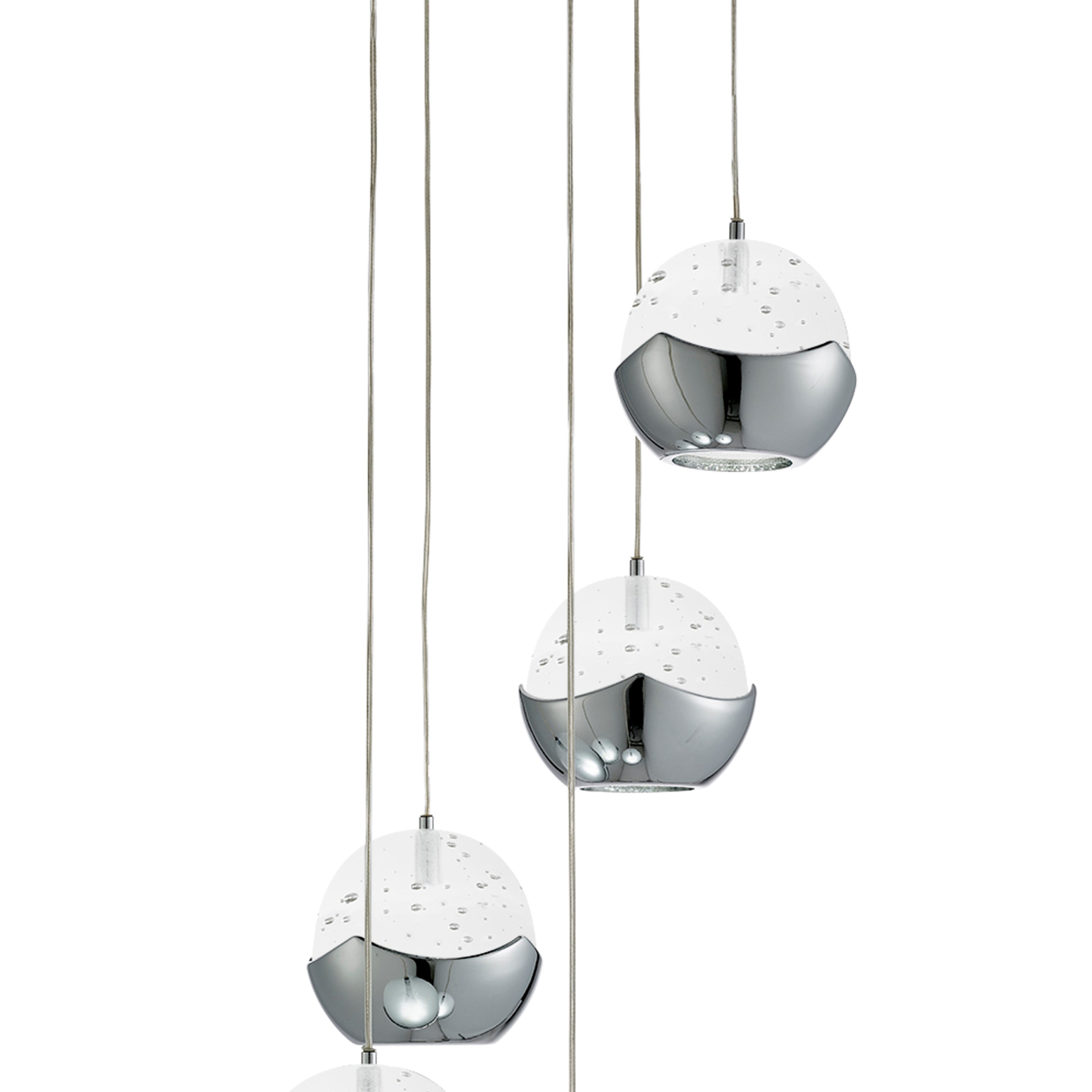 Searchlight Ice Ball 5 Light Multi-Drop Chrome & Glass Pendant