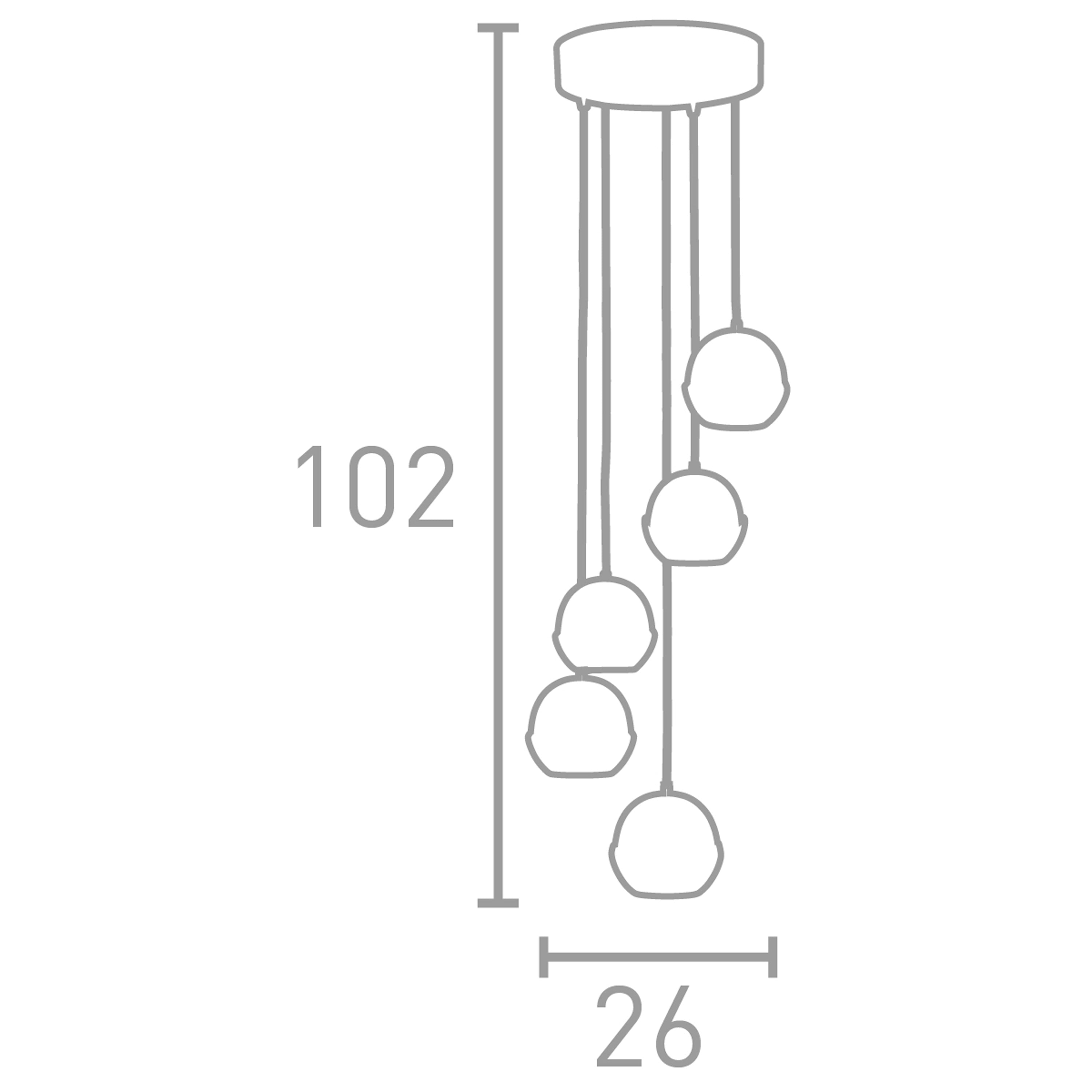 Searchlight Ice Ball 5 Light Multi-Drop Chrome & Glass Pendant