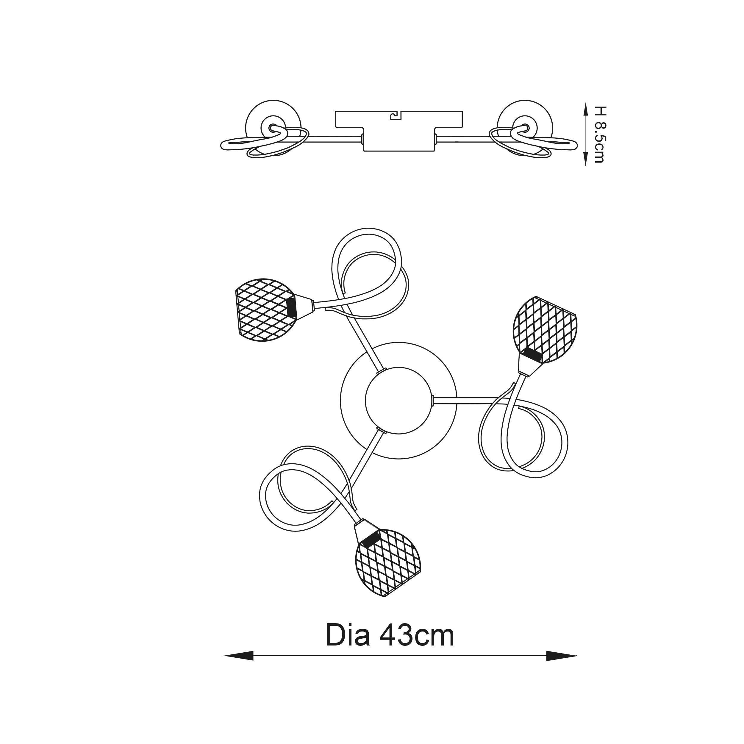 Aherne 3lt Semi Flush Ceiling Light by Endon Lighting Living Room Image 17